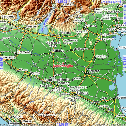 Topographic map of Schivenoglia