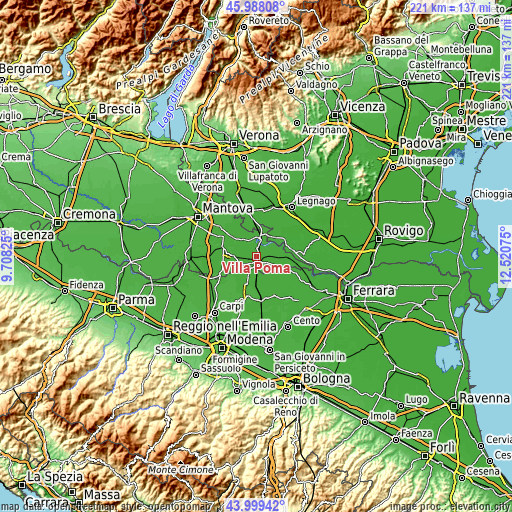 Topographic map of Villa Poma