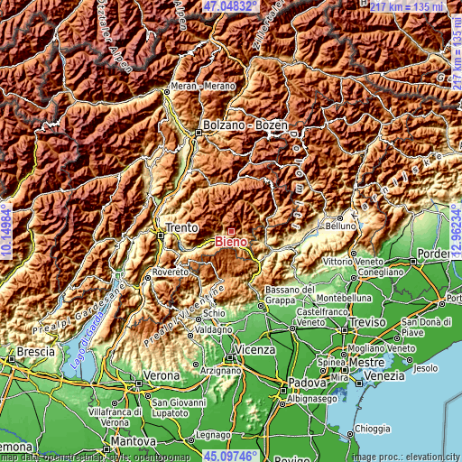 Topographic map of Bieno