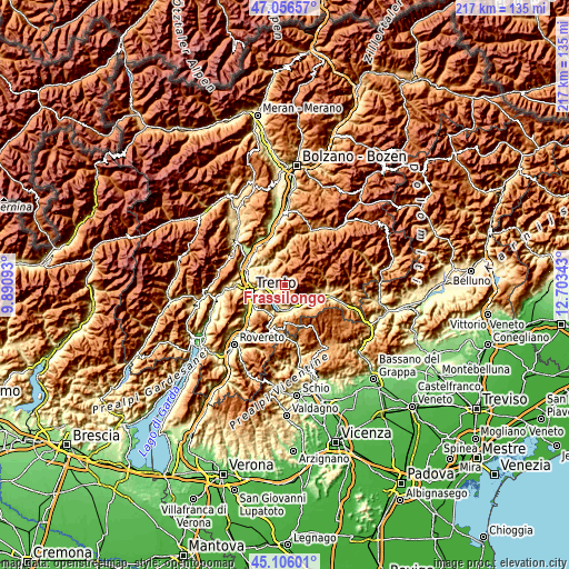 Topographic map of Frassilongo
