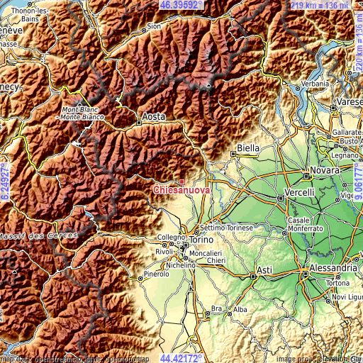 Topographic map of Chiesanuova