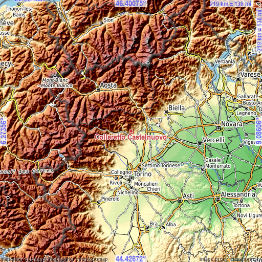 Topographic map of Colleretto Castelnuovo