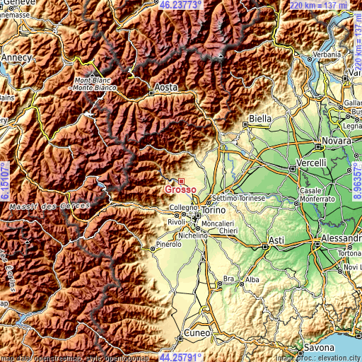 Topographic map of Grosso