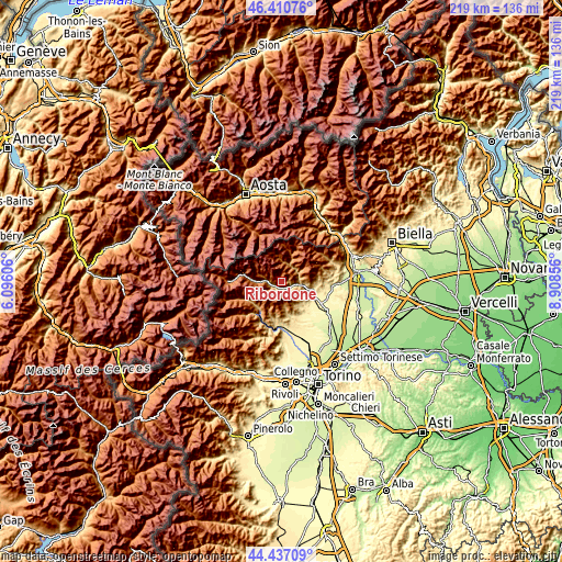 Topographic map of Ribordone