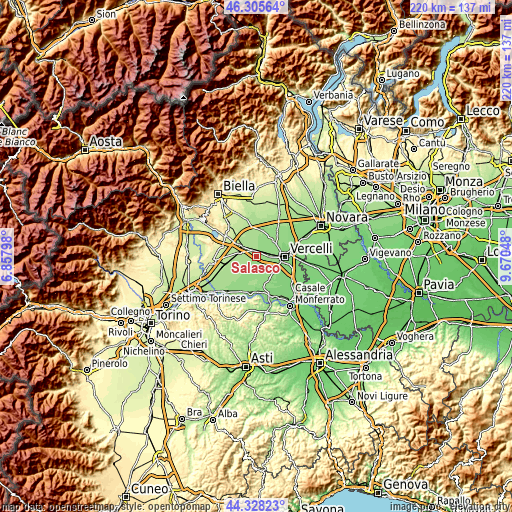 Topographic map of Salasco