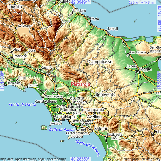 Topographic map of Pietraroja