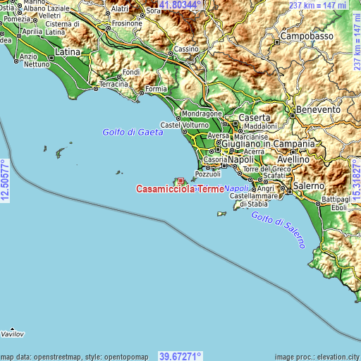 Topographic map of Casamicciola Terme