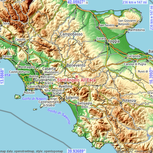 Topographic map of Sant'Angelo All'Esca