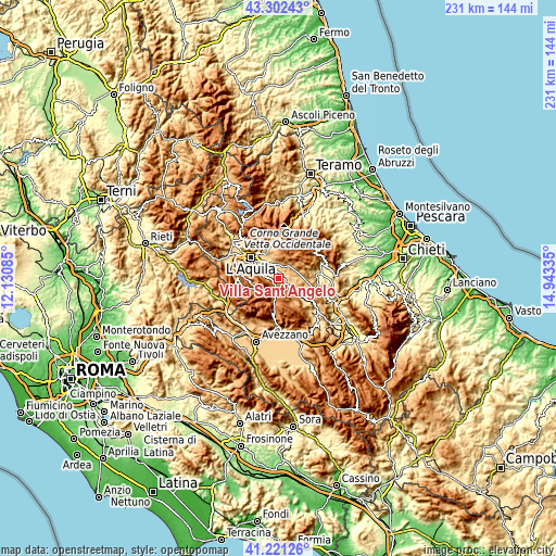 Topographic map of Villa Sant'Angelo