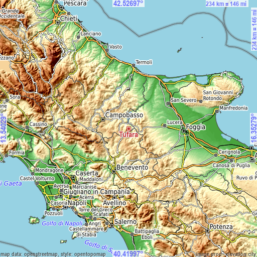 Topographic map of Tufara