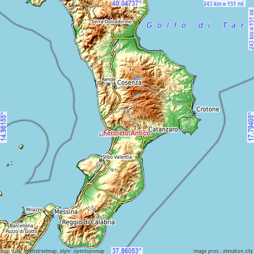 Topographic map of Feroleto Antico