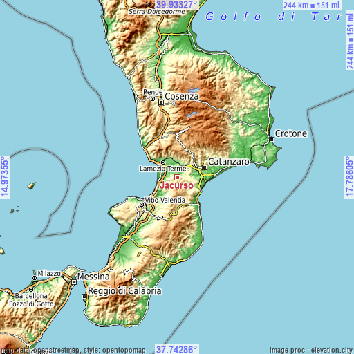 Topographic map of Jacurso