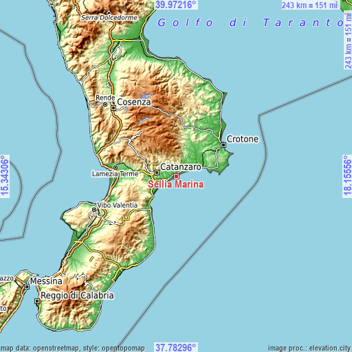 Topographic map of Sellia Marina