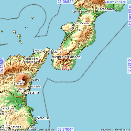 Topographic map of Bova