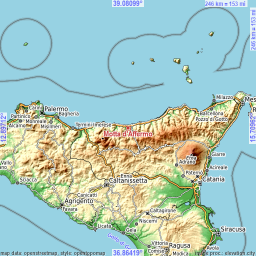 Topographic map of Motta d'Affermo