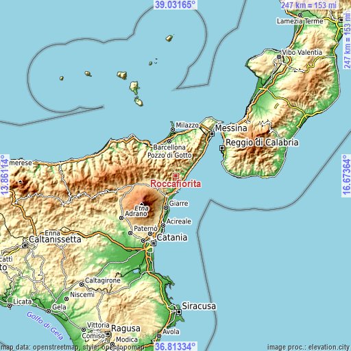 Topographic map of Roccafiorita