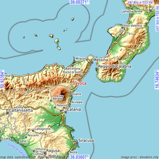 Topographic map of Savoca