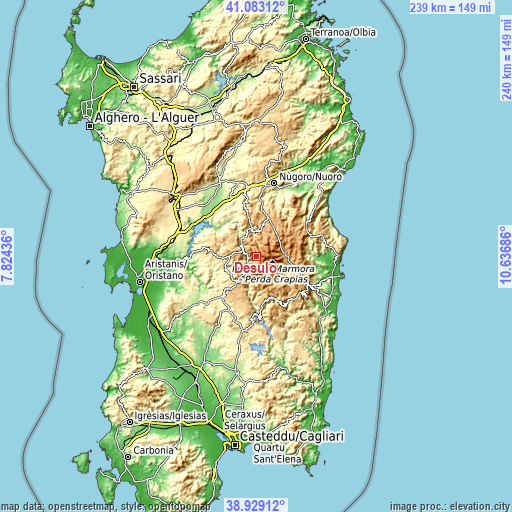 Topographic map of Desulo