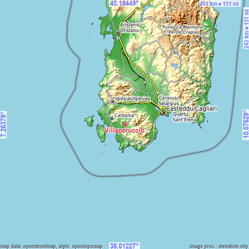 Topographic map of Villaperuccio