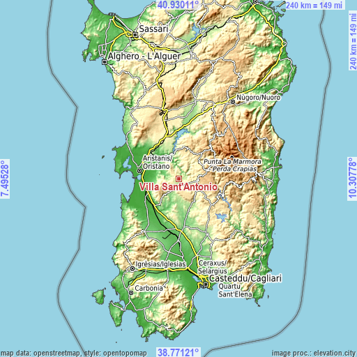 Topographic map of Villa Sant'Antonio