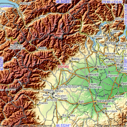 Topographic map of Donato