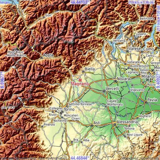 Topographic map of Magnano