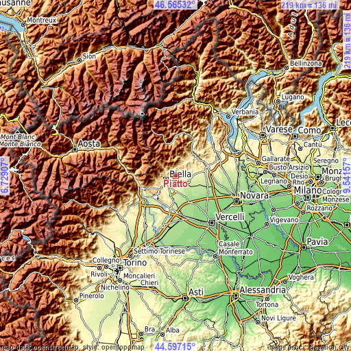 Topographic map of Piatto