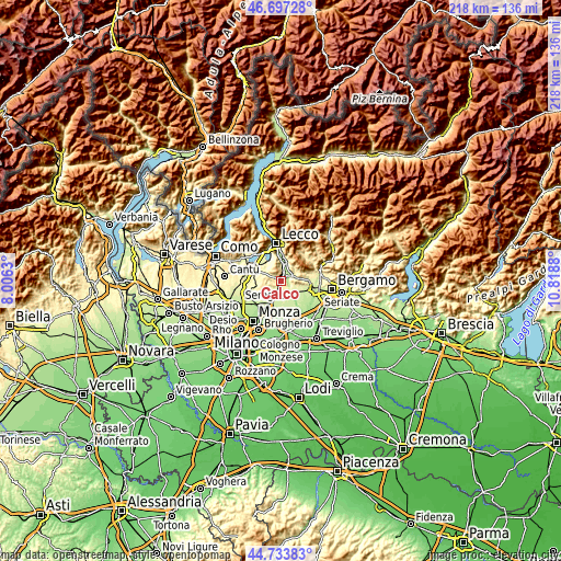 Topographic map of Calco