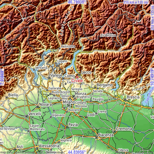 Topographic map of Civate