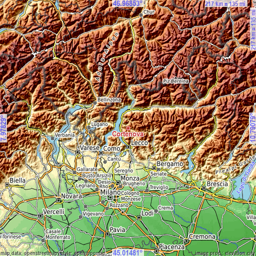 Topographic map of Cortenova