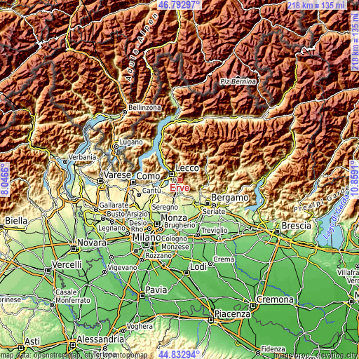 Topographic map of Erve