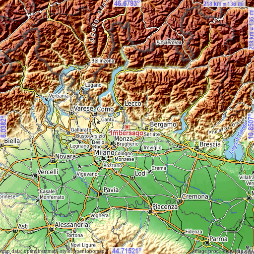 Topographic map of Imbersago