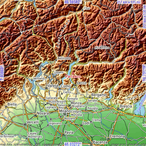 Topographic map of Parlasco