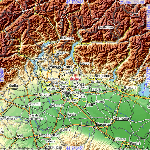 Topographic map of Sirtori