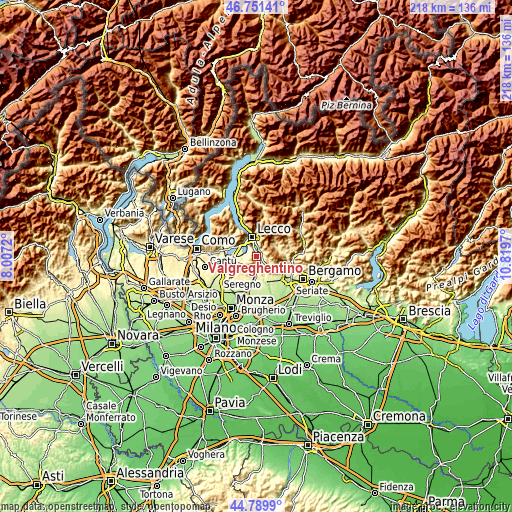 Topographic map of Valgreghentino