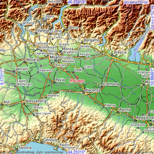 Topographic map of Mairago