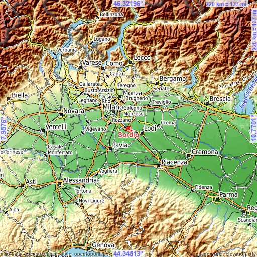 Topographic map of Sordio