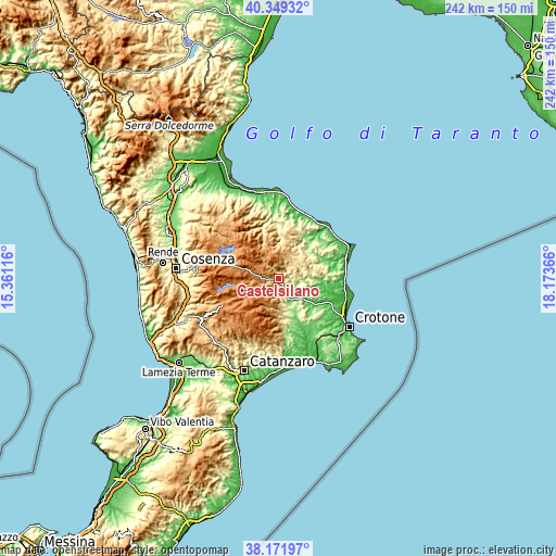 Topographic map of Castelsilano