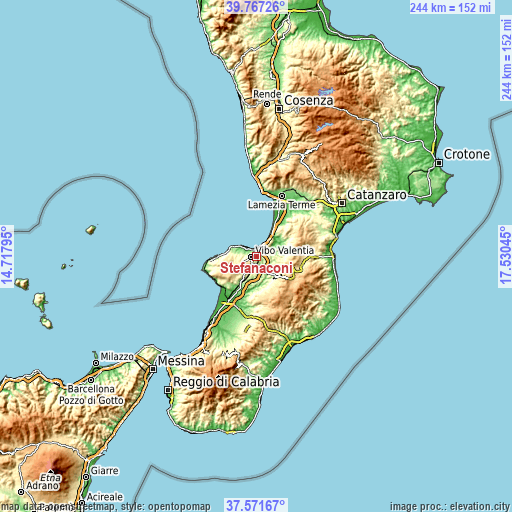 Topographic map of Stefanaconi