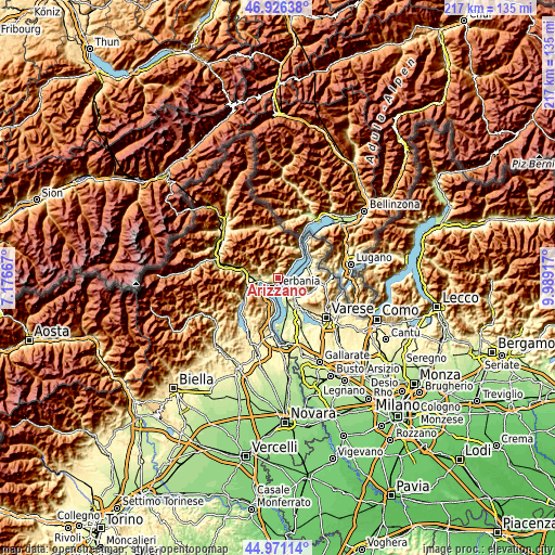 Topographic map of Arizzano