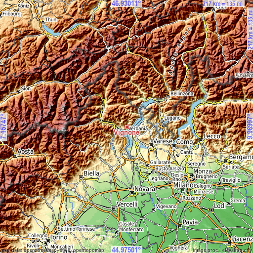 Topographic map of Vignone