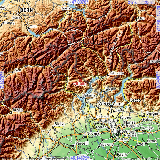 Topographic map of Villette