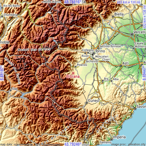 Topographic map of Bibiana