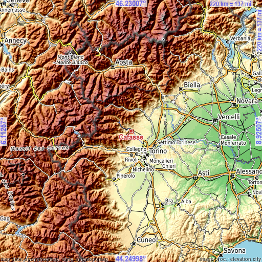 Topographic map of Cafasse