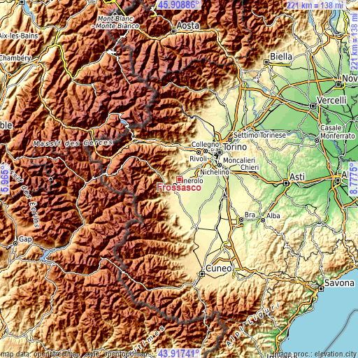 Topographic map of Frossasco