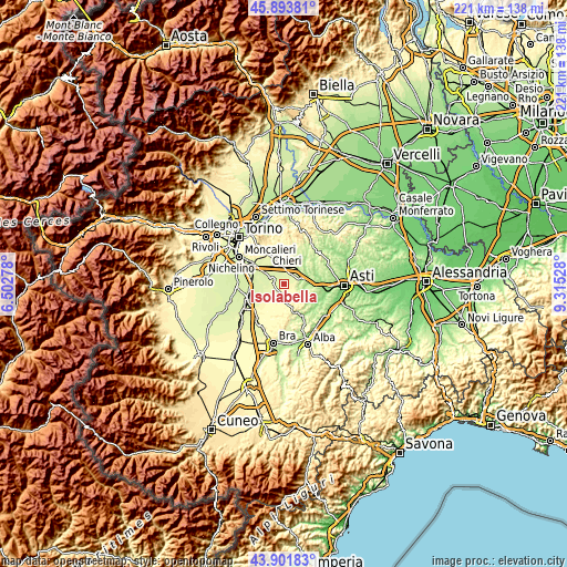 Topographic map of Isolabella