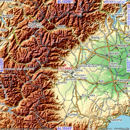 Topographic map of La Cassa