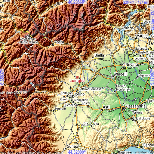 Topographic map of Lusigliè