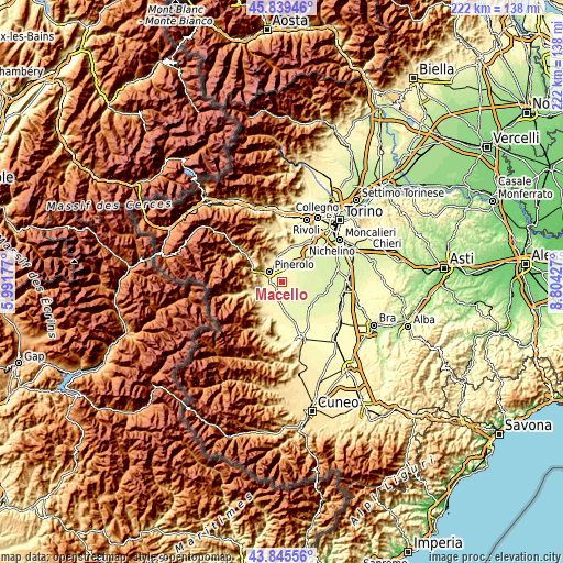 Topographic map of Macello