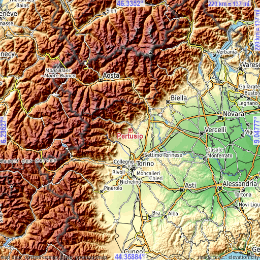 Topographic map of Pertusio